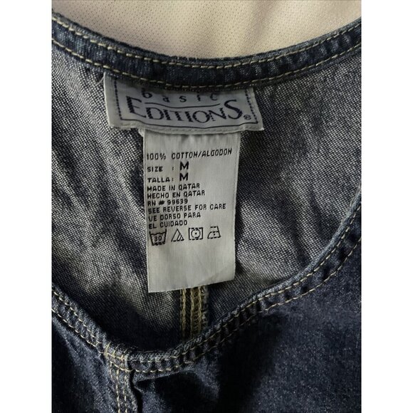 Basic Editions Womens Denim Sleeveless Jumper Dress M Medium Blue Cotton - Picture 5 of 10